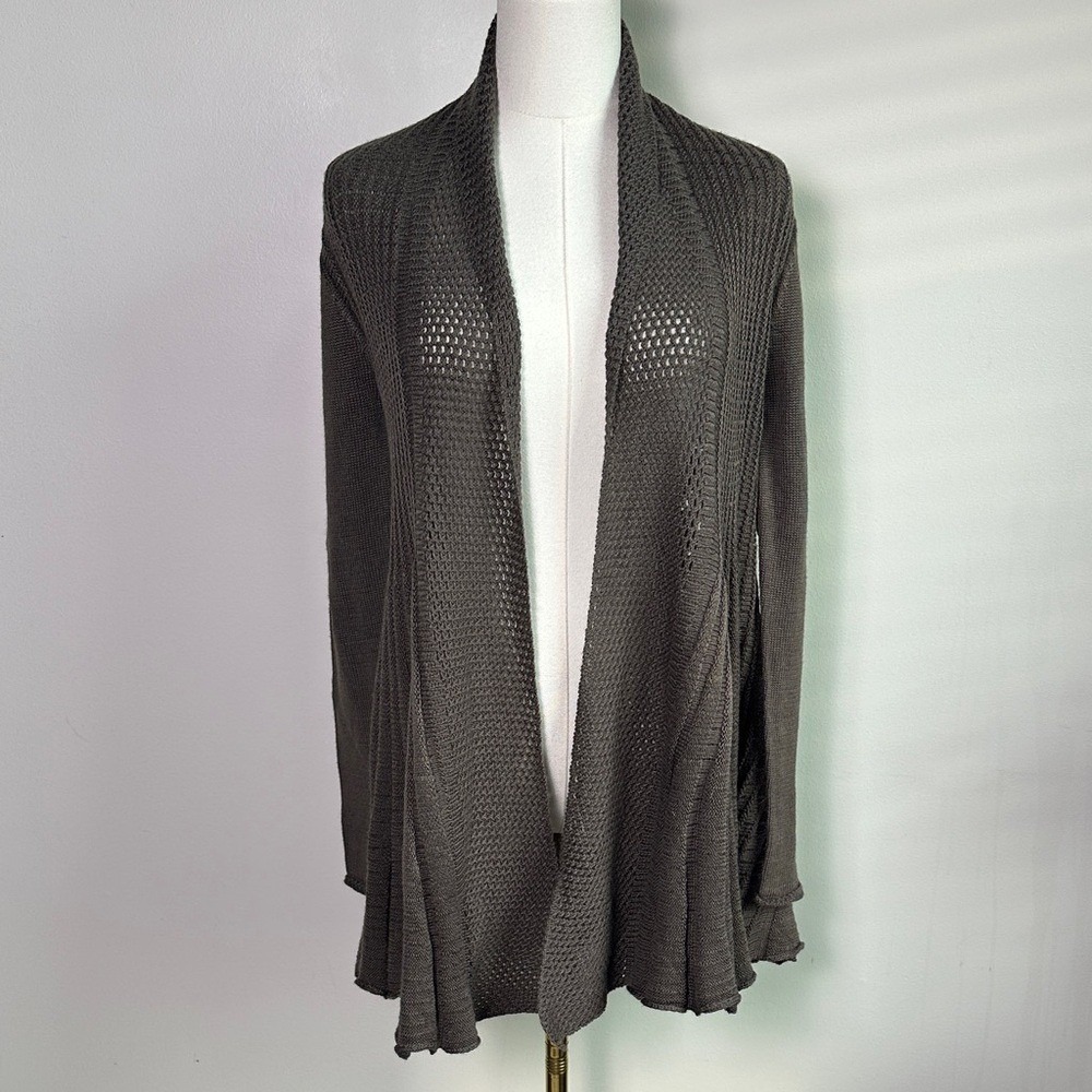 Wool Blend Crochet Knit Lightweight Lagenlook Open Cardigan S Boho Fit and Flare